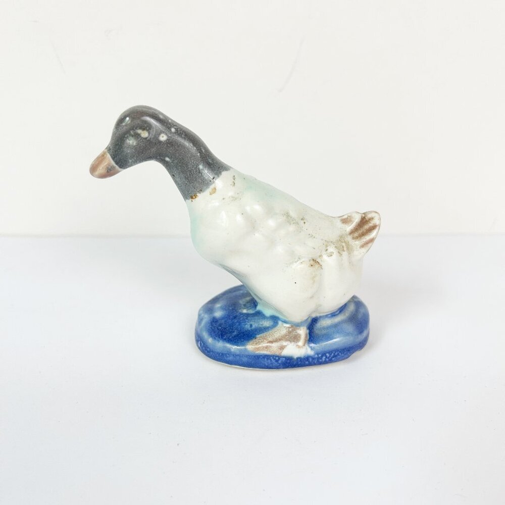 Vintage Ceramic Hand Painted Duck Goose Figurine 3" Tall Collectible MCM